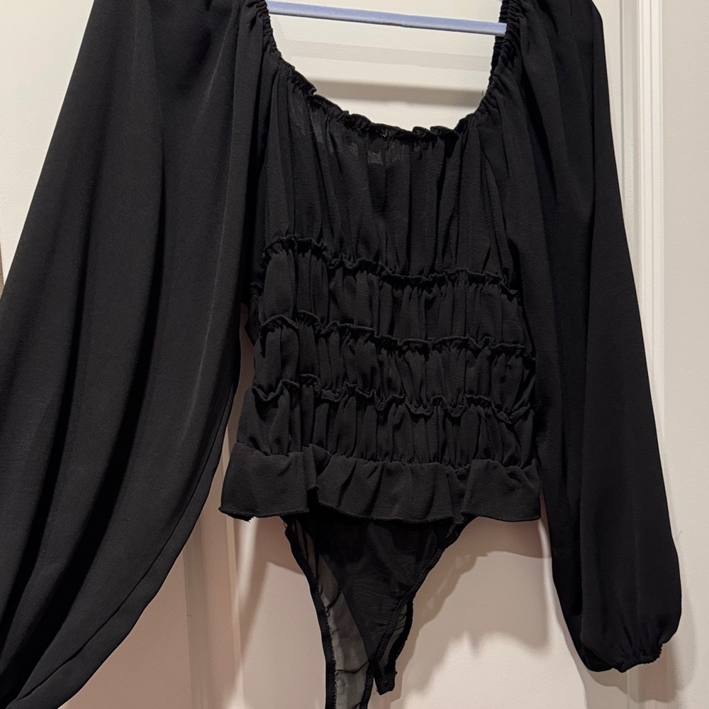 Entro Black Ruffled Bodysuit - Picture 5 of 5